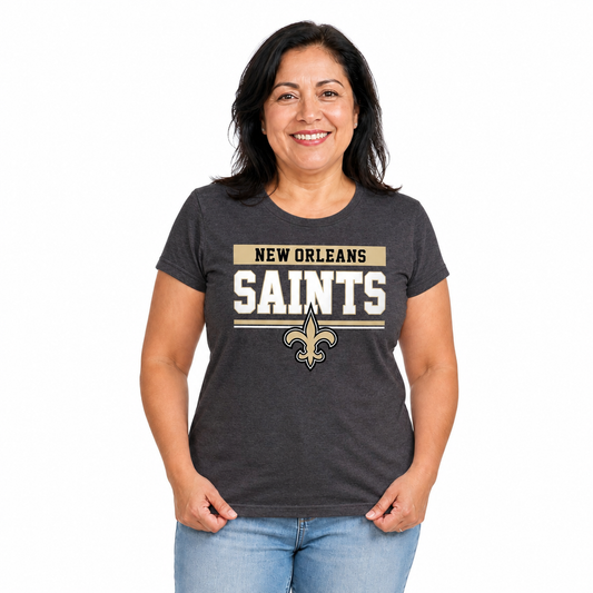 New Orleans Saints  Women's NFL Charcoal T-Shirt Short Sleeve - Charcoal