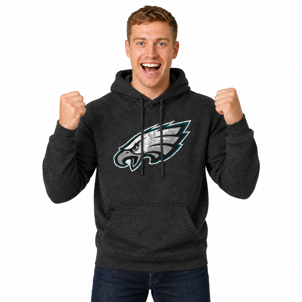 Philadelphia Eagles Modern Throwback Fleece Hoodie - Black Heather