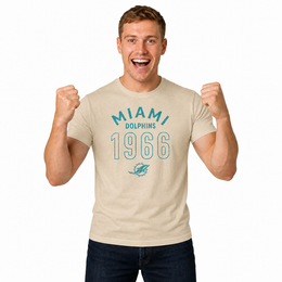Miami Dolphins Big Date Tag-Less T-Shirt - Natural