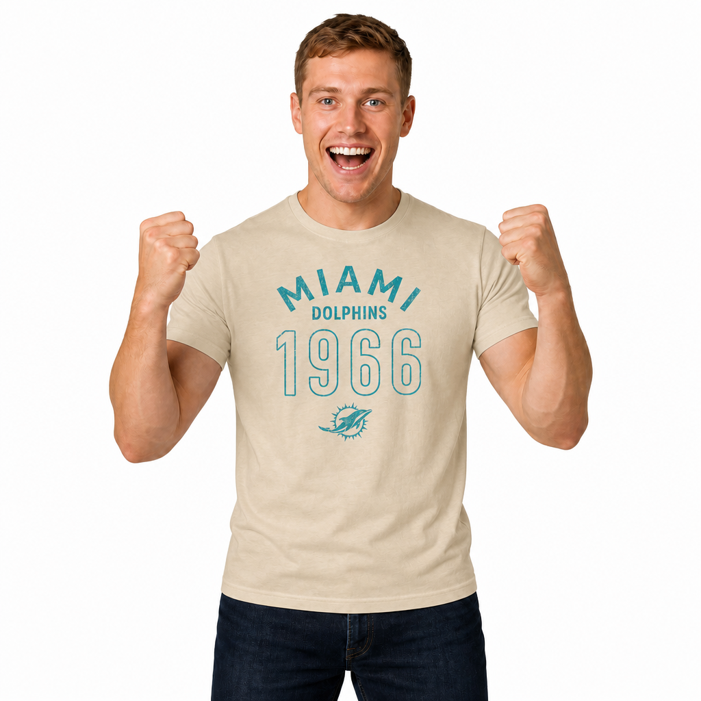 Miami Dolphins Big Date Tag-Less T-Shirt - Natural