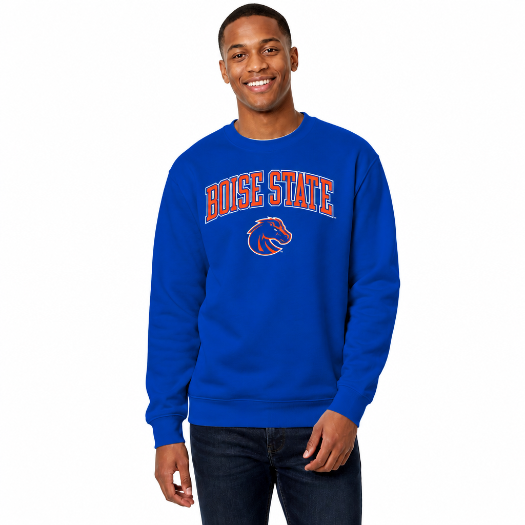 Boise State Broncos Adult Arch & Logo Soft Style Gameday Crewneck Sweatshirt - Royal