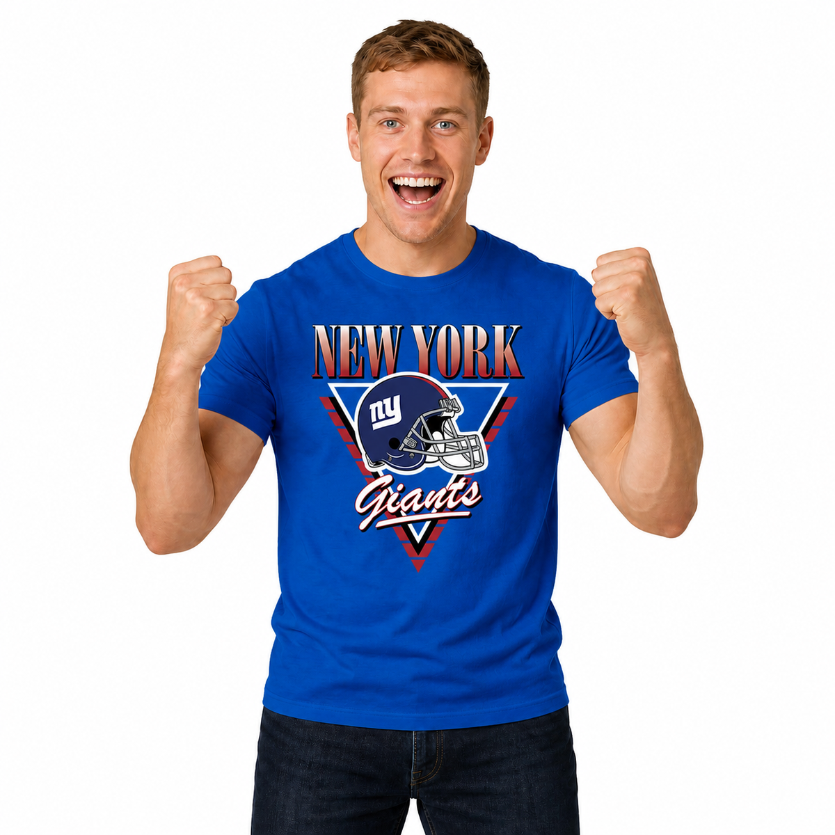 New York Giants NFL Retro Triangle T-Shirt - Royal