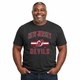 New Jersey Devils Devils Faceoff T-Shirt Jersey Stripe Unisex Tee - Black