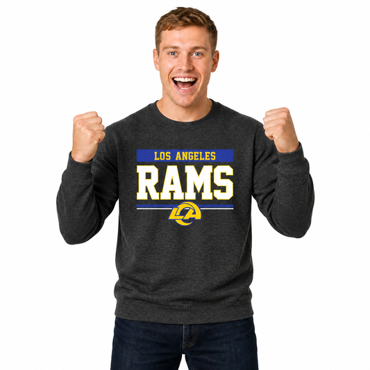 Los Angeles Rams  NFL Team Block Crewneck Fleece Sweatshirt - Charcoal