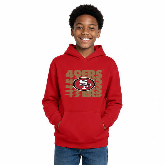 San Francisco 49ers  Youth Repeating Logo NFL Fleece Pullover Hoodie - Red