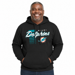 Miami Dolphins NFL Adult Unisex Retro Script Ultra Soft Fleece Hooded Sweatshirt - Black