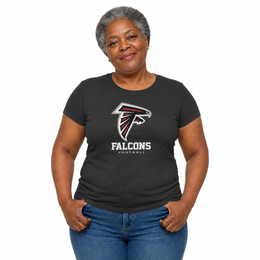 Atlanta Falcons  Women's NFL Big Logo Cotton T-Shirt - Black