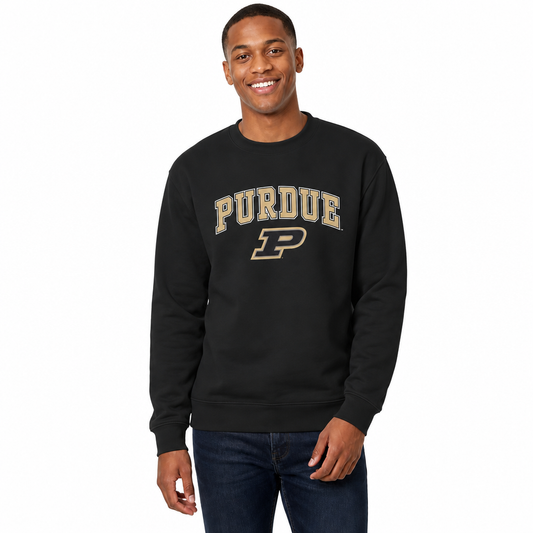 Purdue Boilermakers Campus Colors Adult Arch & Logo Soft Style Gameday Crewneck Sweatshirt  - Black