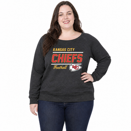 Kansas City Chiefs  Women's Plus Gameday Crewneck Sweatshirt - Charcoal