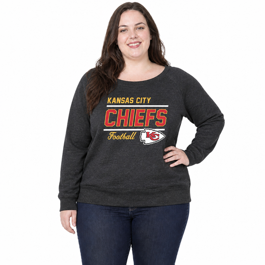 Kansas City Chiefs  Women's Plus Gameday Crewneck Sweatshirt - Charcoal