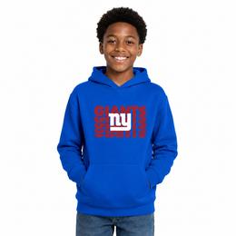 New York Giants NFL Youth Repeating Logo Football Fleece Hooded Sweatshirt - Royal