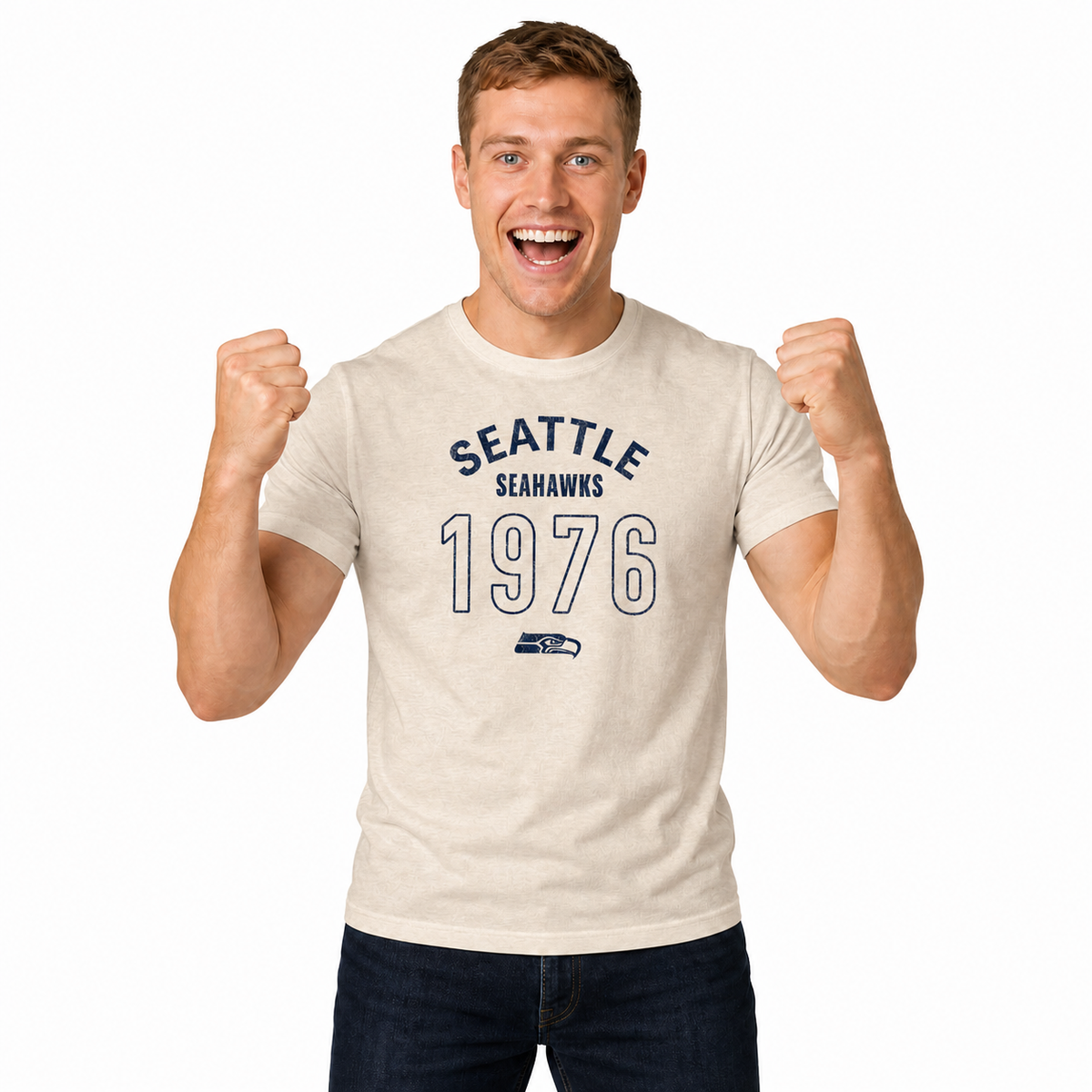 Seattle Seahawks Big Date Tag-Less T-Shirt - Natural