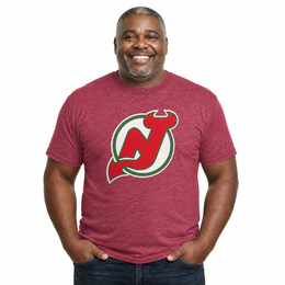 New Jersey Devils Retro Logo T-Shirt Men Women Vintage Heathered Tee - Red Heather
