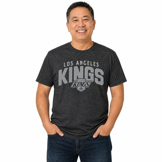 Los Angeles Kings Kings T-Shirt Heathered Cotton Tee for Men and Women - Black Heather