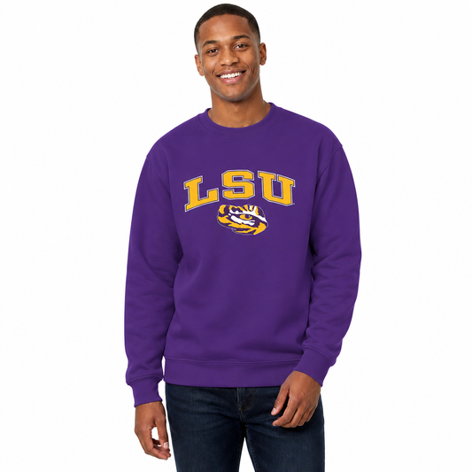 LSU Tigers Adult Arch & Logo Soft Style Gameday Crewneck Sweatshirt - Purple