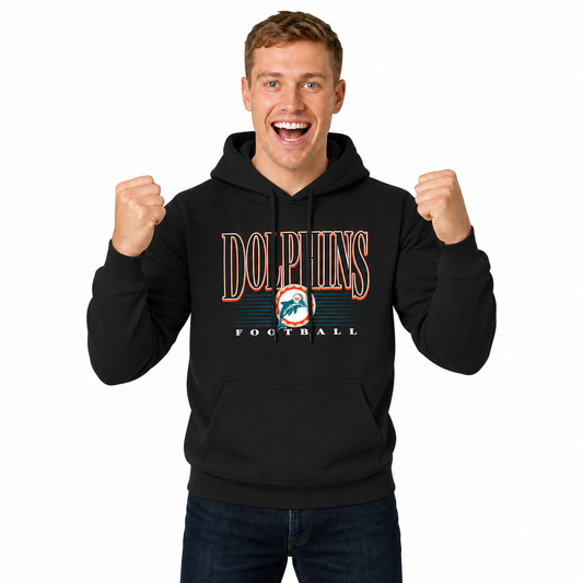 Miami Dolphins NFL Overtime Blueprint Pullover Hoodie Men Women - Black