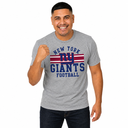New York Giants NFL Adult Short Sleeve Team Stripe Tee - Sport Gray