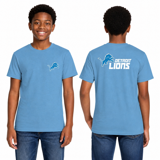 Detroit Lions Team Fan Apparel NFL Youth Final Countdown Tee- Pro Football T-Shirt For Boys & Girls - Blue