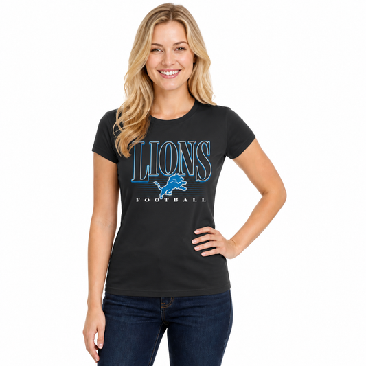 Detroit Lions  Overtime Blueprint Women's NFL Short Sleeve T-Shirt - Black