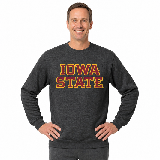 Iowa State Cyclones NCAA Adult Charcoal Crewneck Fleece Sweatshirt - Charcoal