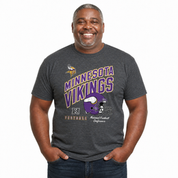 Minnesota Vikings NFL Distressed Helmet T-Shirt - Heather Charcoal