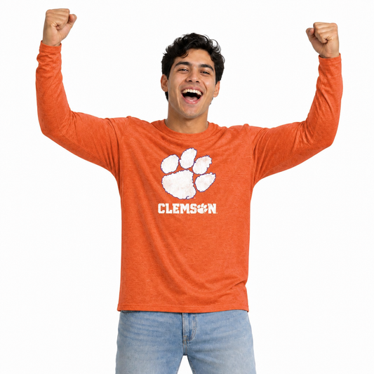 Clemson Tigers  Logo Long Sleeve Shirt Men Women Unisex NCAA Licensed - Orange