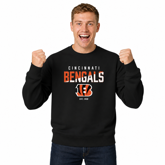 Cincinnati Bengals NFL Color Block Fleece Crewneck - Black