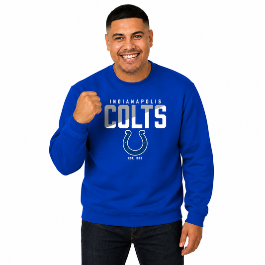Indianapolis Colts NFL Color Block Fleece Crewneck - Royal