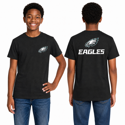 Philadelphia Eagles Team Fan Apparel NFL Youth Final Countdown Tee- Pro Football T-Shirt For Boys & Girls - Black