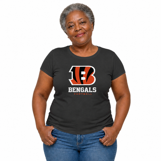 Cincinnati Bengals  Women's NFL Big Logo Cotton T-Shirt - Black
