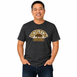 Boston Bruins Boston Bruins Retro Logo T-Shirt Men Women Heathered Vintage Cotton - Black Heather