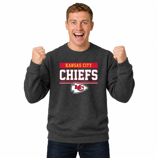 Kansas City Chiefs NFL Team Block Crewneck Sweatshirt - Charcoal