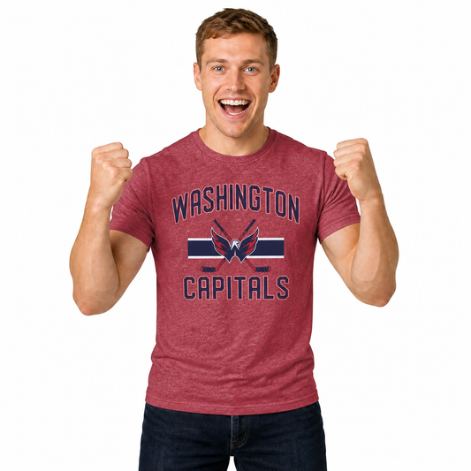 Washington Capitals Capitals Faceoff T-Shirt Jersey Stripe Unisex Tee - Red