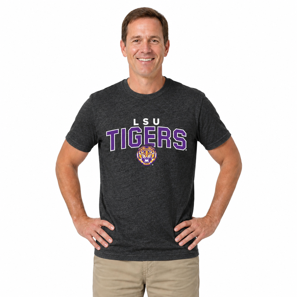 LSU Tigers T-Shirt Heathered for Men and Women - Black Heather