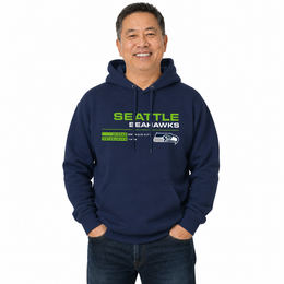 Seattle Seahawks Adult NFL Speed Stat Sheet Fleece Hooded Sweatshirt - Navy