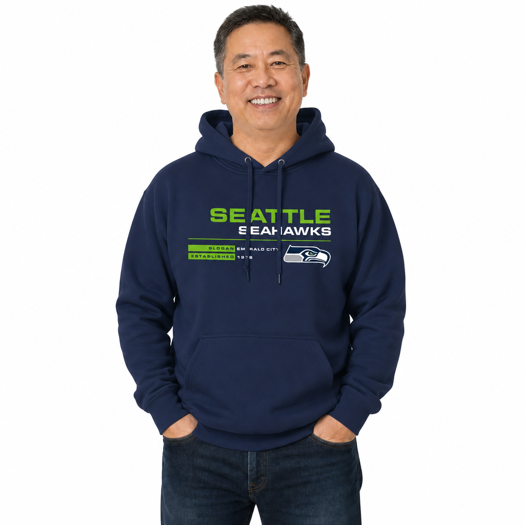 Seattle Seahawks Adult NFL Speed Stat Sheet Fleece Hooded Sweatshirt - Navy