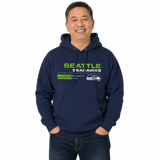 Seattle Seahawks Adult NFL Speed Stat Sheet Fleece Hooded Sweatshirt - Navy