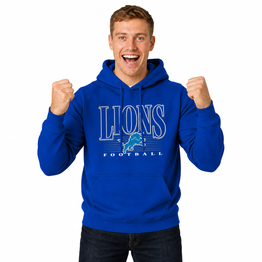 Detroit Lions NFL Overtime Blueprint Pullover Hoodie Men Women - Royal