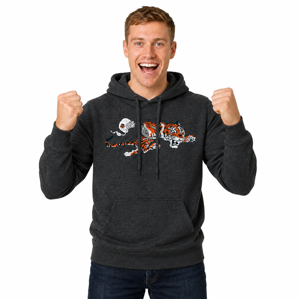 Cincinnati Bengals Modern Throwback Fleece Hoodie - Black Heather