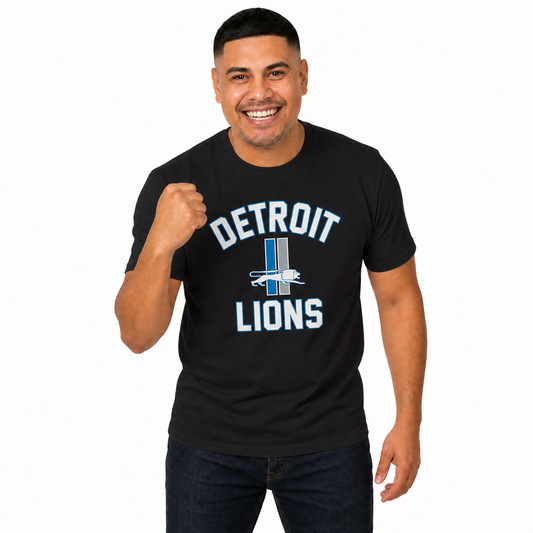 Detroit Lions Mens Womens Retro Gameday Tee - Black