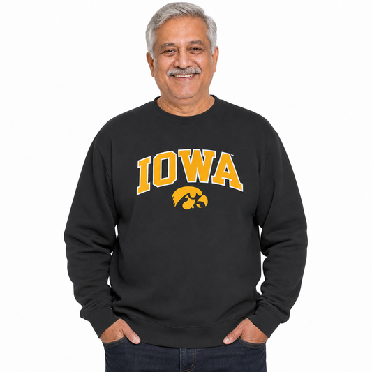 Iowa Hawkeyes NCAA Tackle Twill Crewneck Sweatshirt Men Women - Black