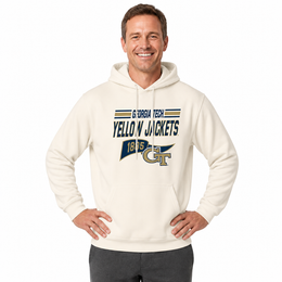 Georgia Tech Yellowjackets Georgia Tech Jackets NCAA Varsity Club Pennant Hoodie Fleece Men Women - Off White