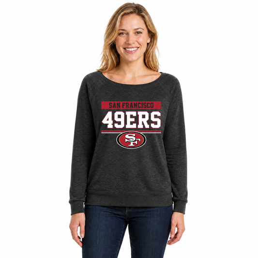 San Francisco 49ers  NFL Women's French Terry Crewneck Sweatshirt - Charcoal