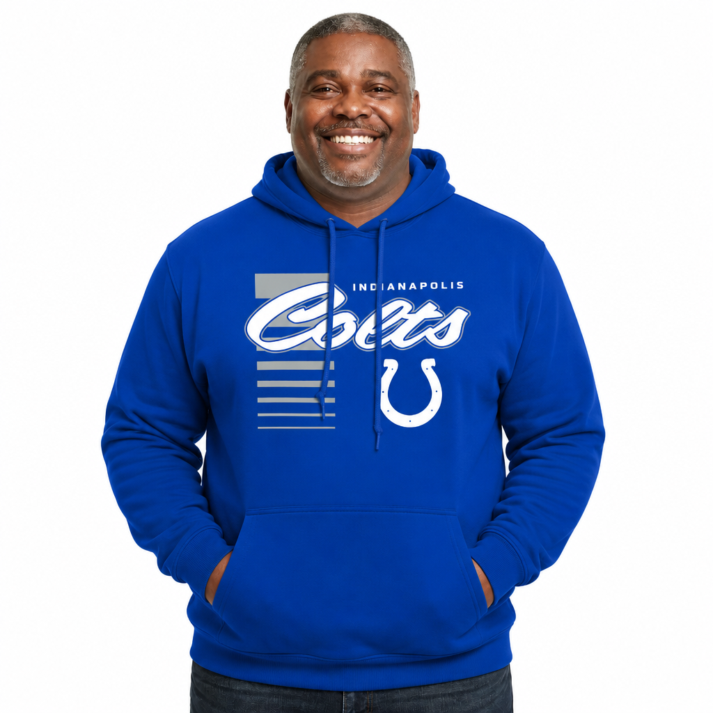 Indianapolis Colts NFL Adult Unisex Retro Script Ultra Soft Fleece Hooded Sweatshirt - Royal