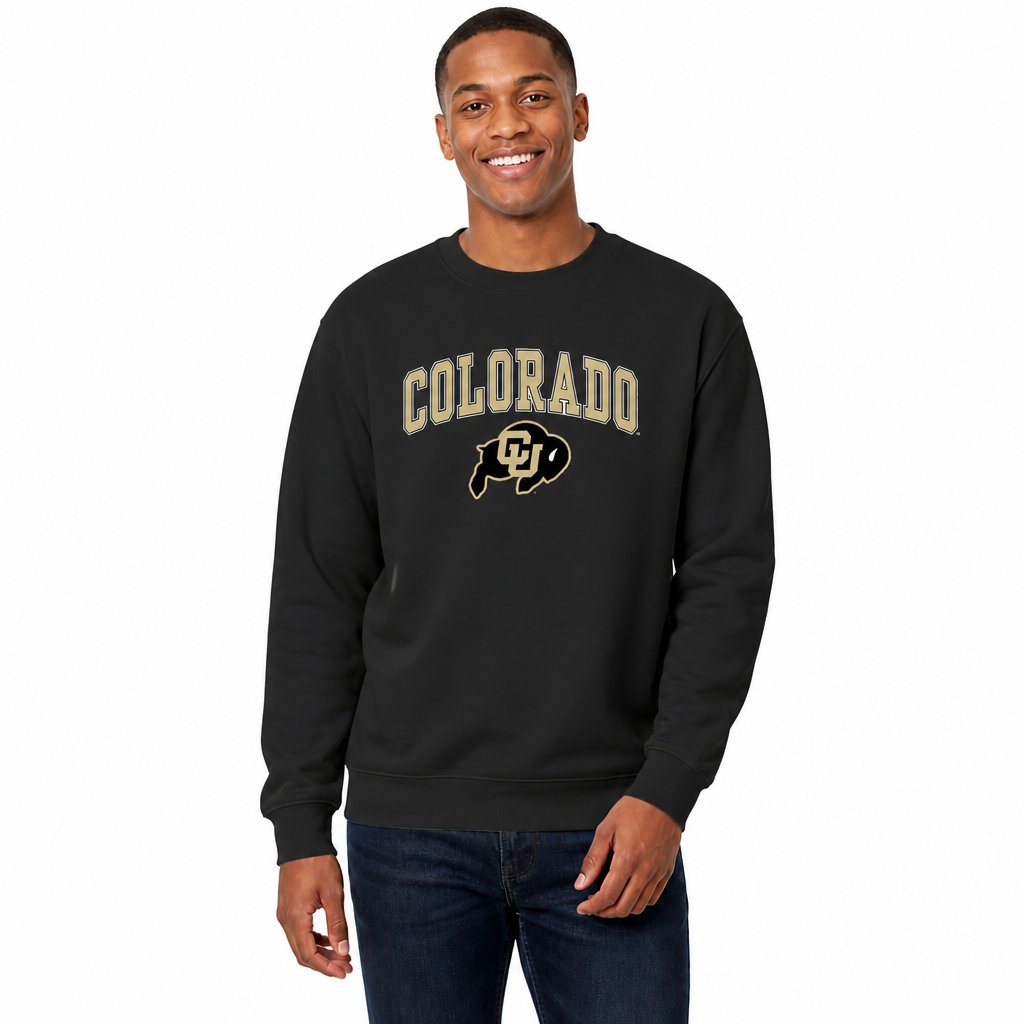 Colorado Buffaloes Adult Arch & Logo Soft Style Gameday Crewneck Sweatshirt - Black