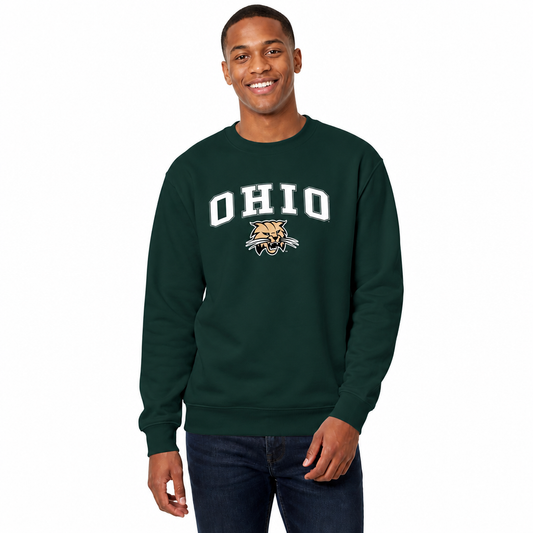 Ohio Bobcats Adult Arch & Logo Soft Style Gameday Crewneck Sweatshirt - Green