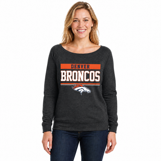 Denver Broncos  NFL Women's French Terry Crewneck Sweatshirt - Charcoal
