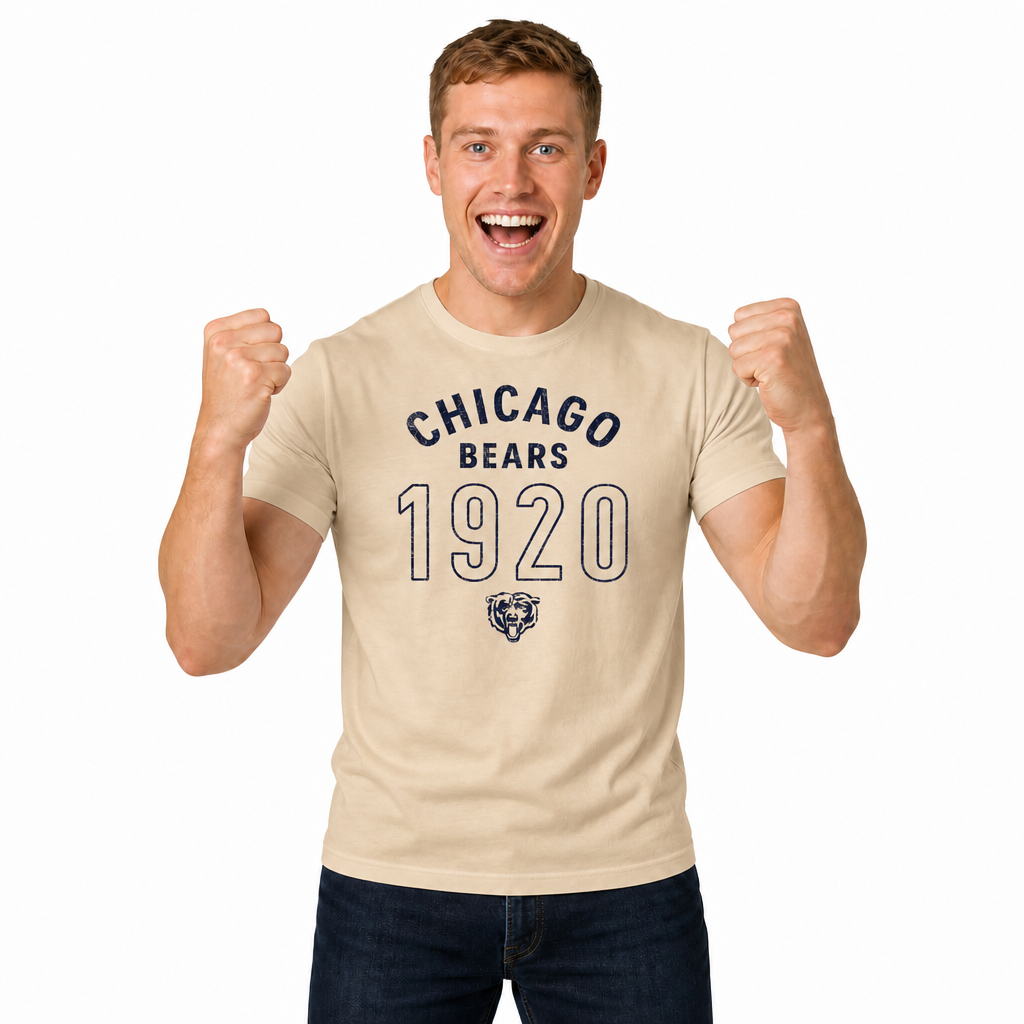 Chicago Bears Big Date Tag-Less T-Shirt - Natural