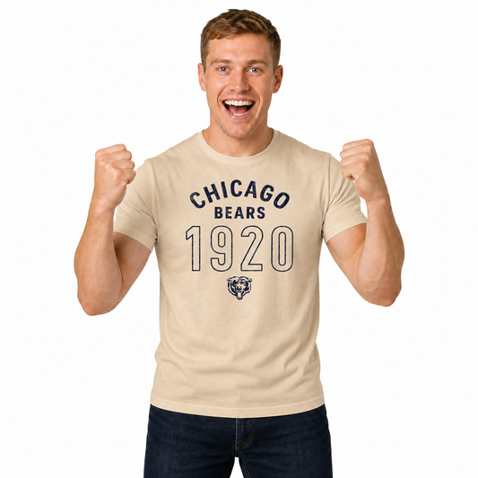 Chicago Bears Big Date Tag-Less T-Shirt - Natural