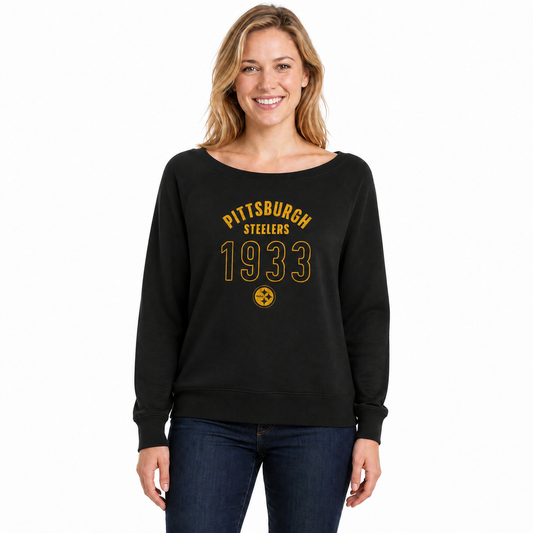 Pittsburgh Steelers  Women's NFL Big Date French Terry Pullover - Black